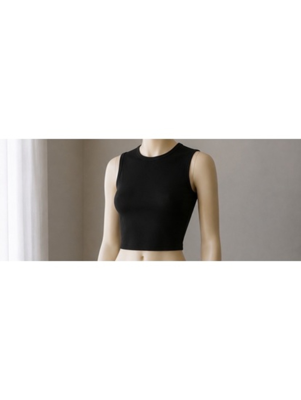 REORIA Women’s Black High Neck Crop Tank Top Sleeveless Size Medium M